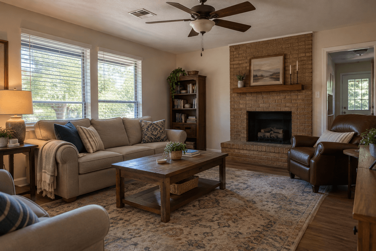 Illustrative family room in a ranch-style home